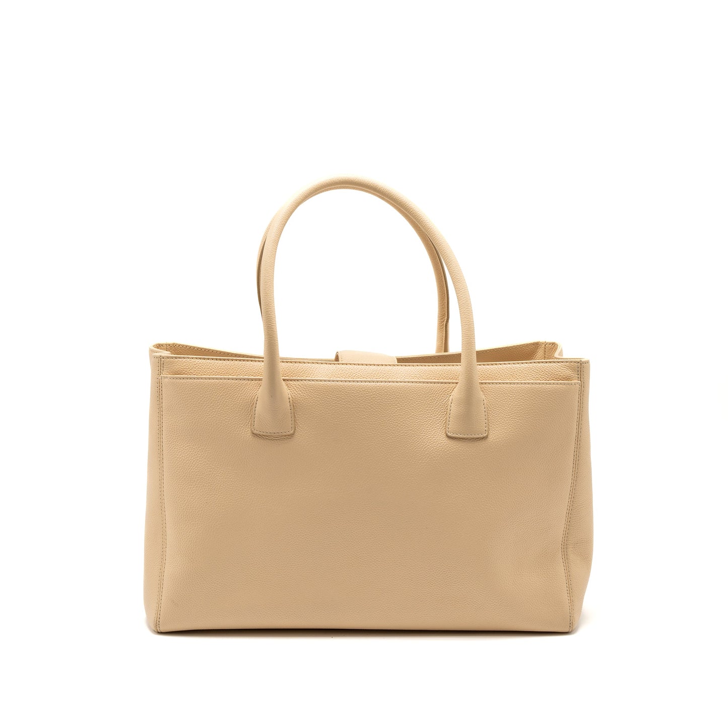 Chanel Cerf Tote Bag Grained Calfskin Beige GHW