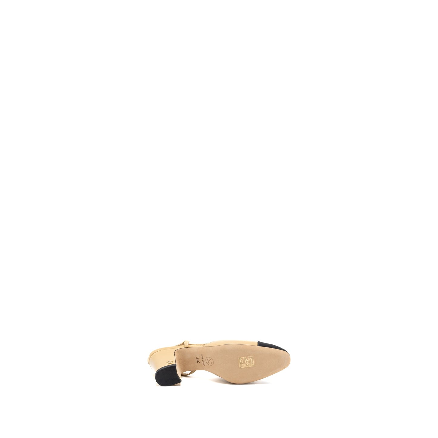 Chanel size 35 sling back beige / black