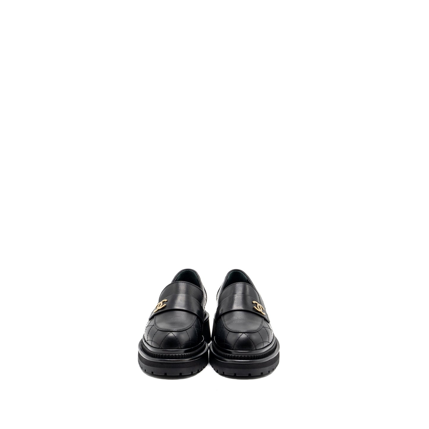 Chanel size 36.5 CC logo loafer Black GHW