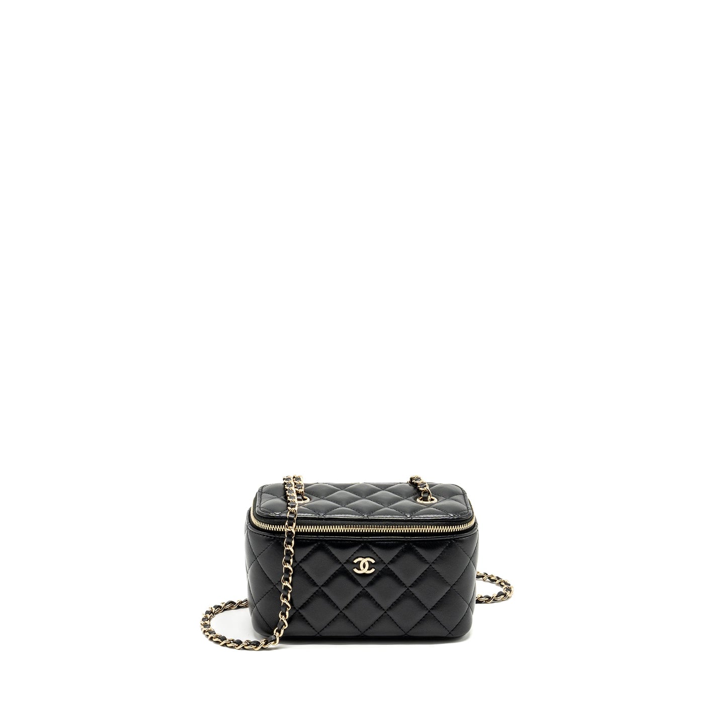 Chanel long vanity case lambskin black LGHW