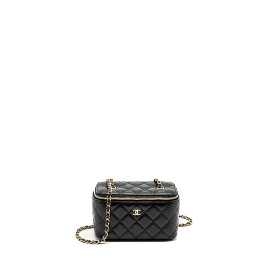 Chanel long vanity case lambskin black LGHW