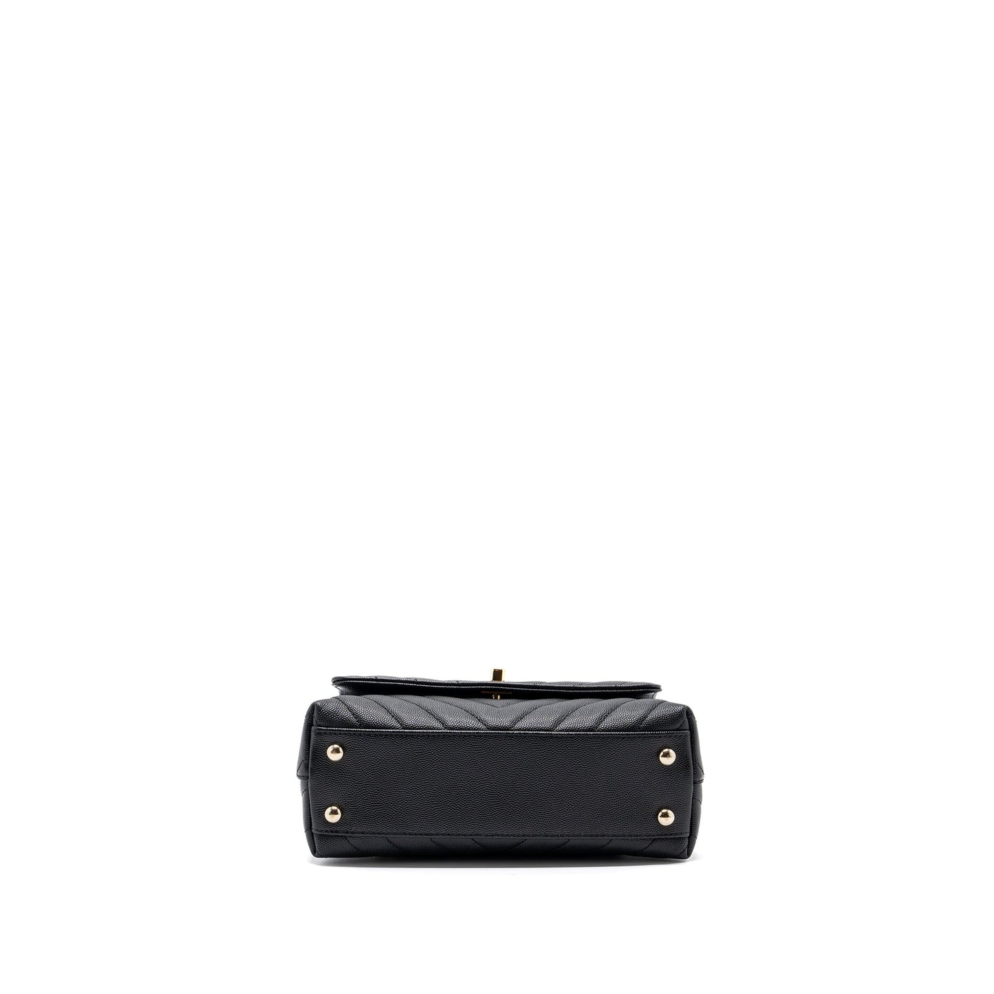 Chanel Small Coco Handle Chevron Caviar Black LGHW
