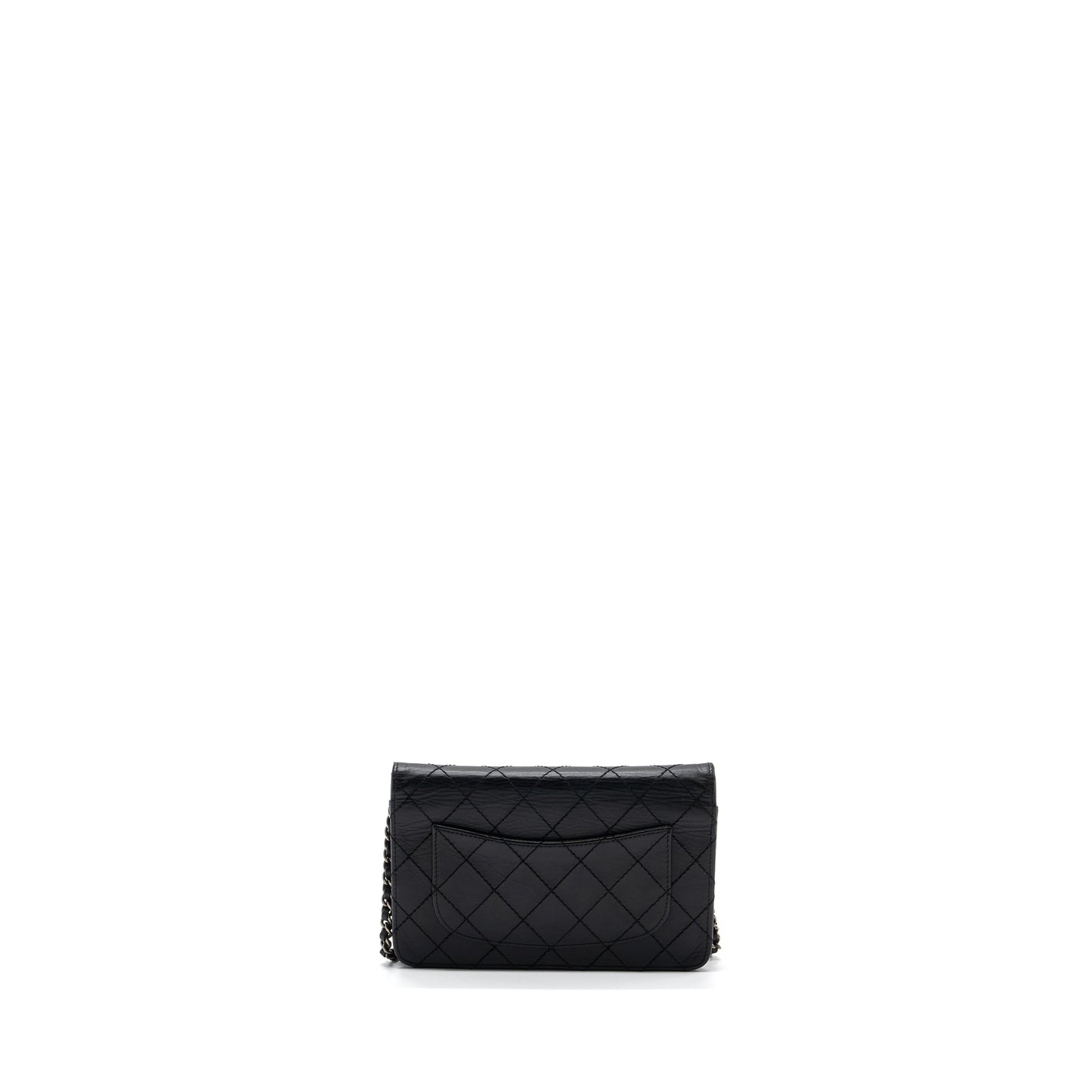 Chanel 2.55 Wallet On Chain Aged Calfskin Black Ruthenium SHW