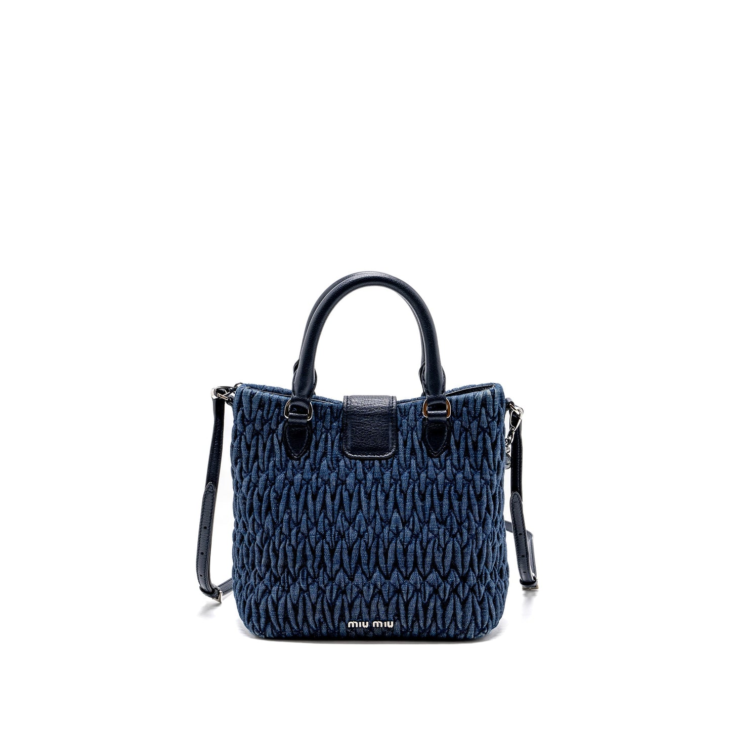 Miumiu Top Handle Crossbody Bag Blue Denim SHW