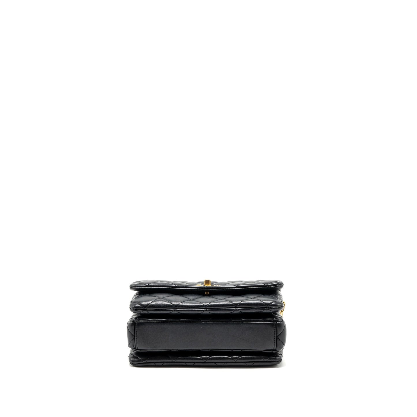 Chanel 22A Mini Square Flap Bag Lambskin Black GHW (Microchip)