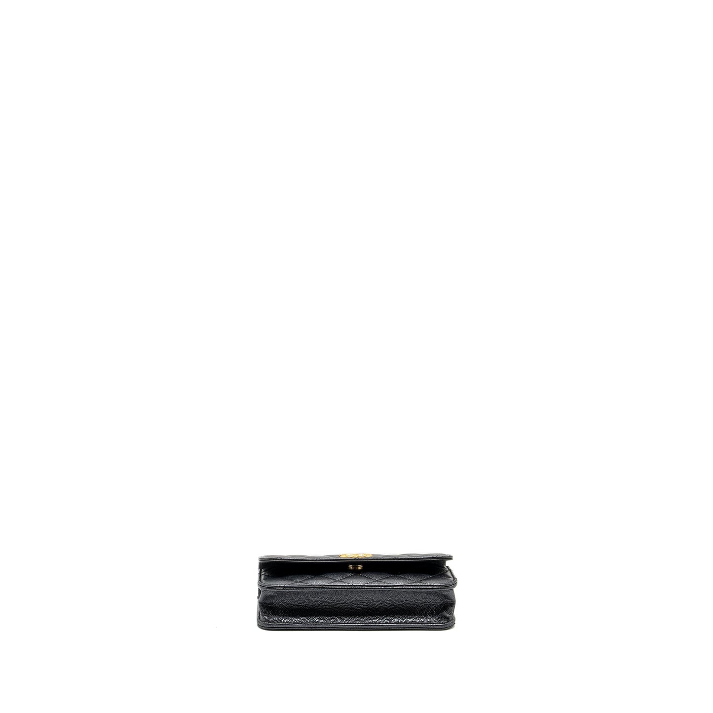 Chanel 23B mini flap wallet with adjustable chain caviar iridescent black GHW (Microchip)
