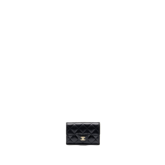 Chanel classic flap card holder caviar black GHW  (microchip)