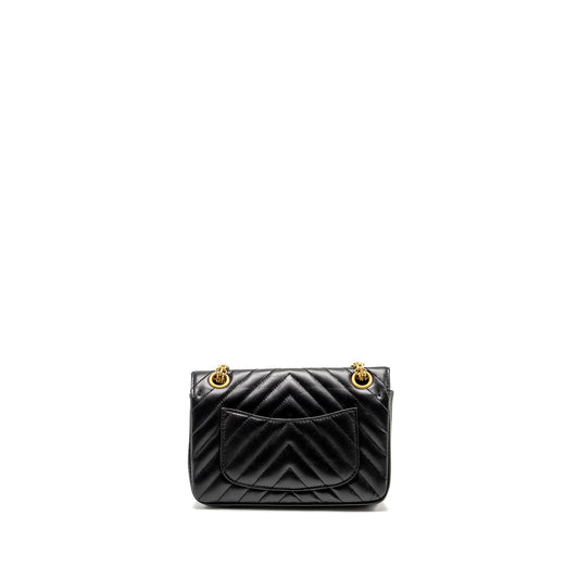 Chanel Mini 2.55 Reissue Chevron Calfskin BLACK GHW (Microchip)