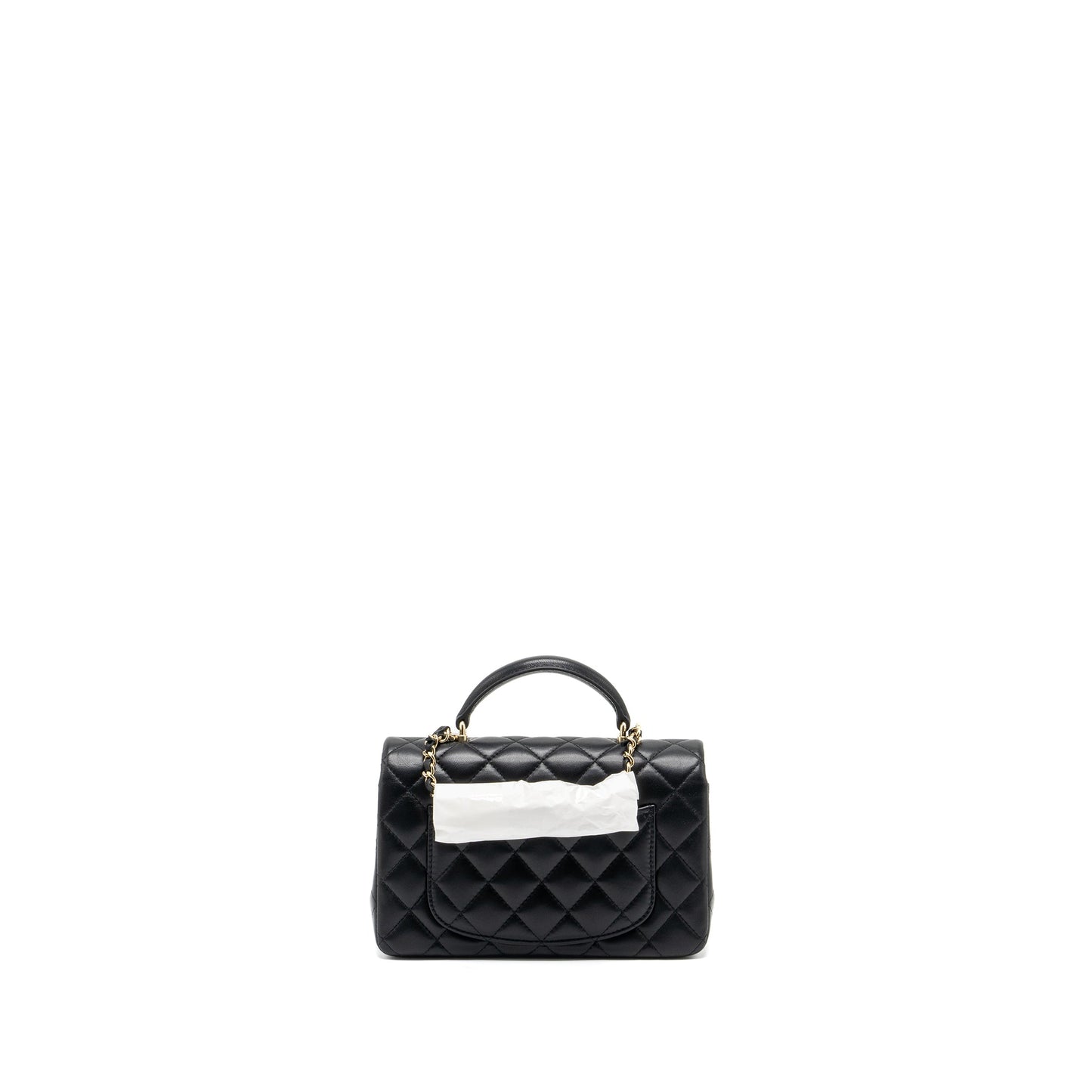Chanel Top Handle Mini Rectangular Flap Bag Lambskin Black LGHW (Microchip )
