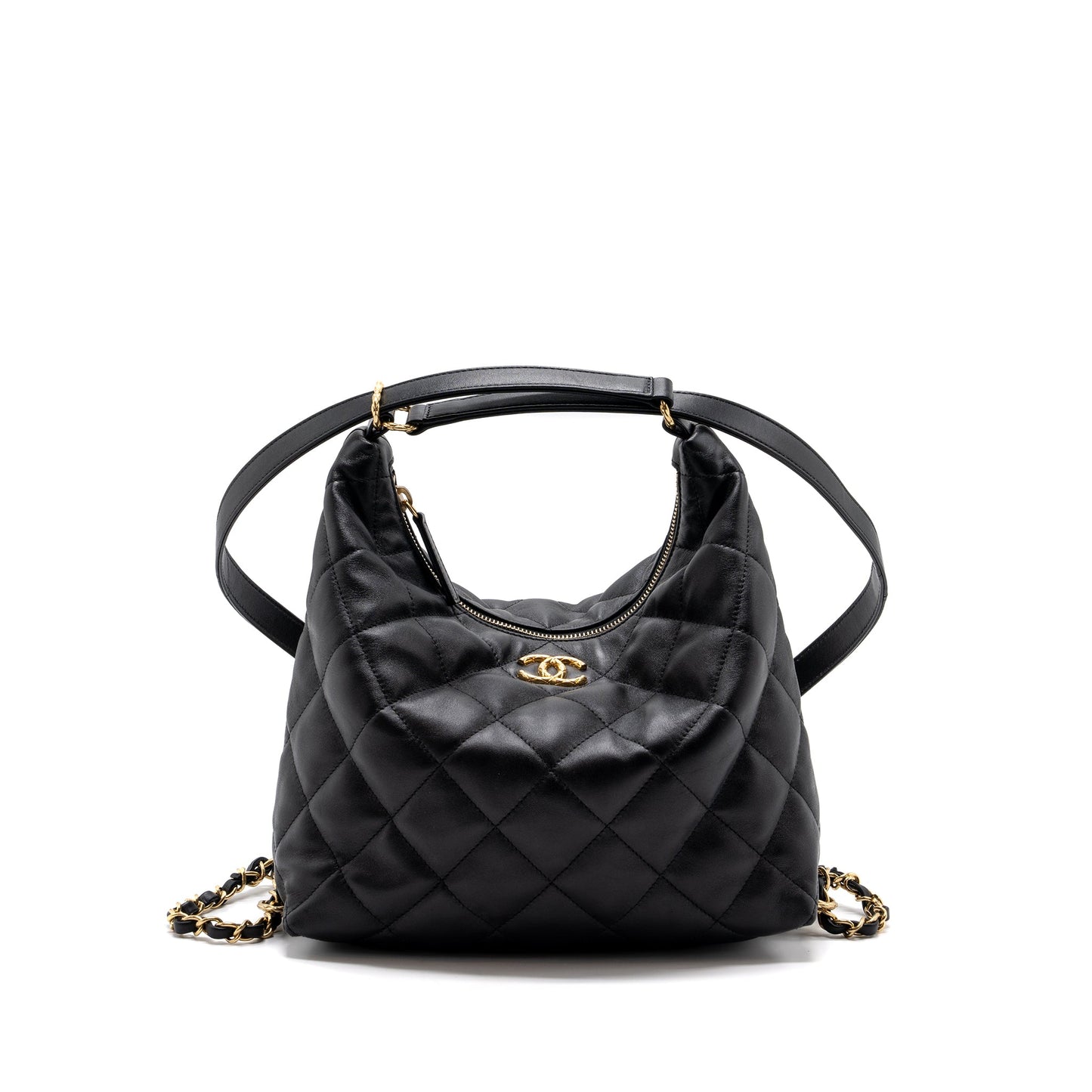 Chanel 22B hobo bag lambskin black GHW (microchip)