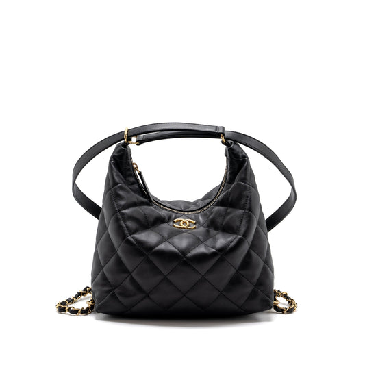 Chanel 22B hobo bag lambskin black GHW (microchip)