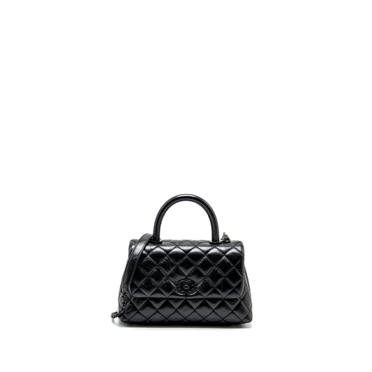 Chanel small coco handle aged calfskin black with black hardware