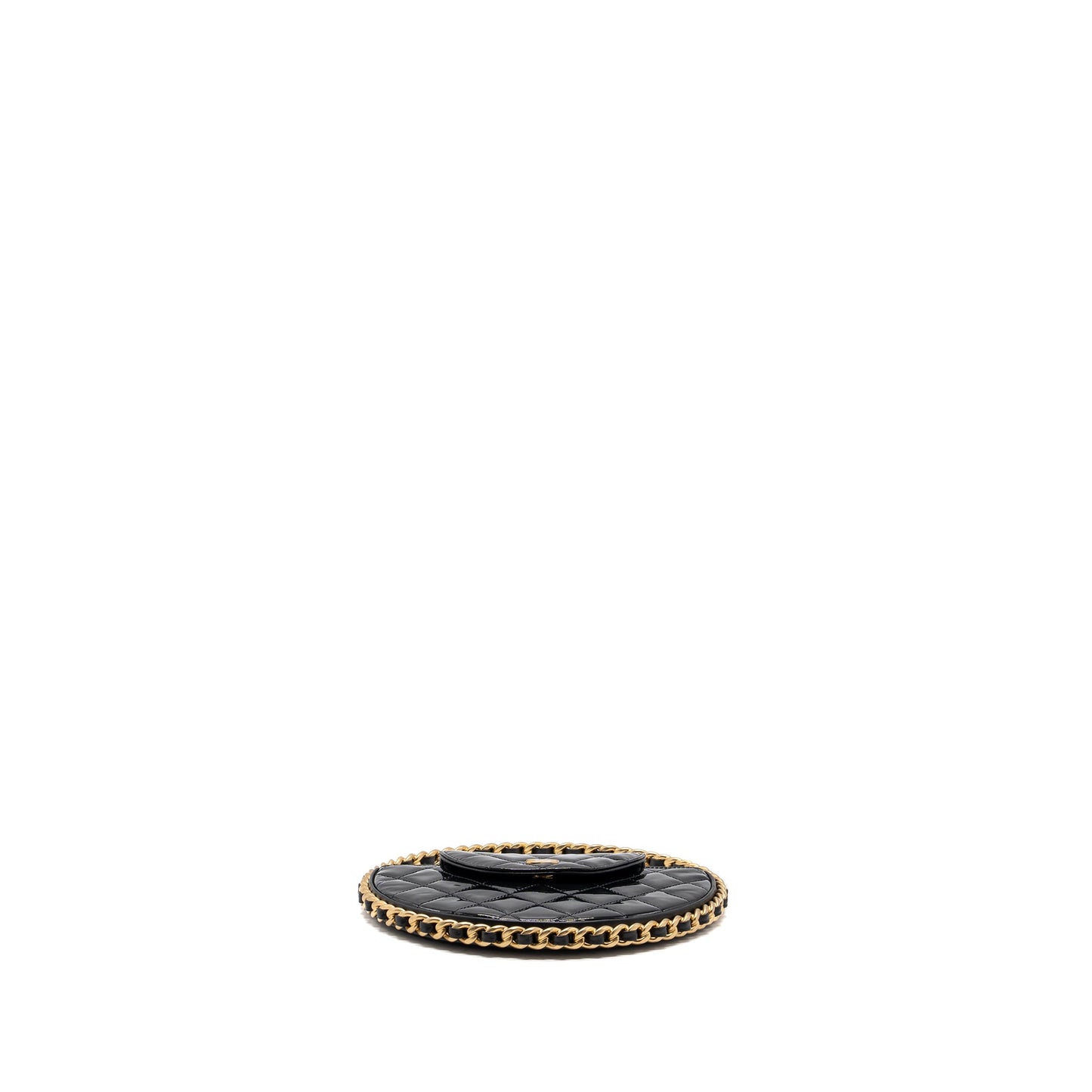 Chanel 23K hoop bag patent black GHW (microchip)