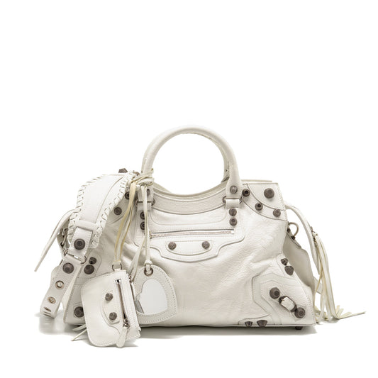 Balenciaga neo cajole city shoulder bag leather white SHW