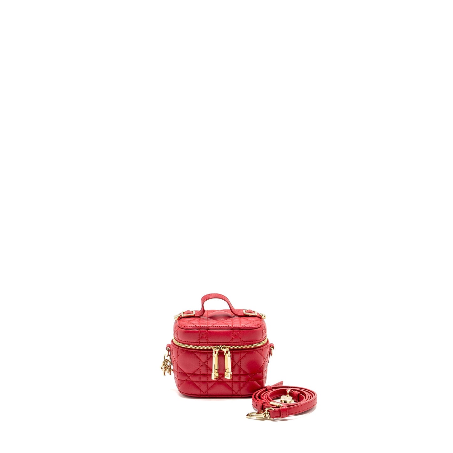 Luxury Dior Micro Lady Luxury Dior Vanity Case Lambskin Red LGHW