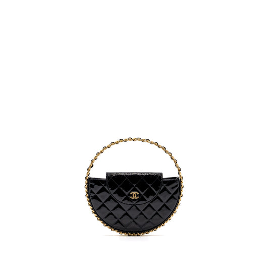 Chanel 23K hoop bag patent black GHW (microchip)
