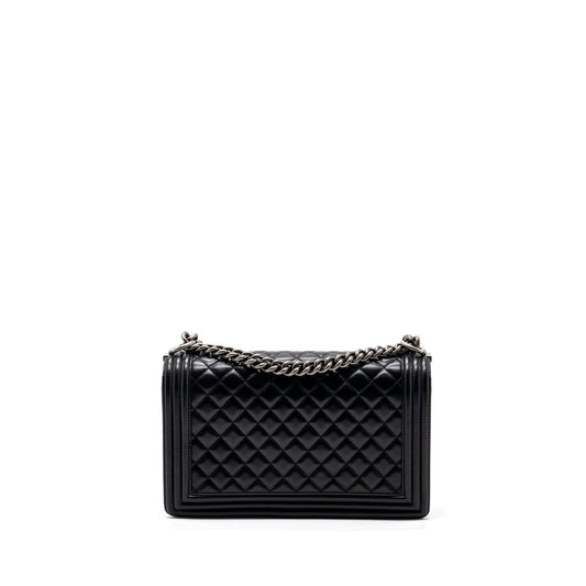 Chanel New Medium Boy Bag Lambskin Black Ruthenium Hardware