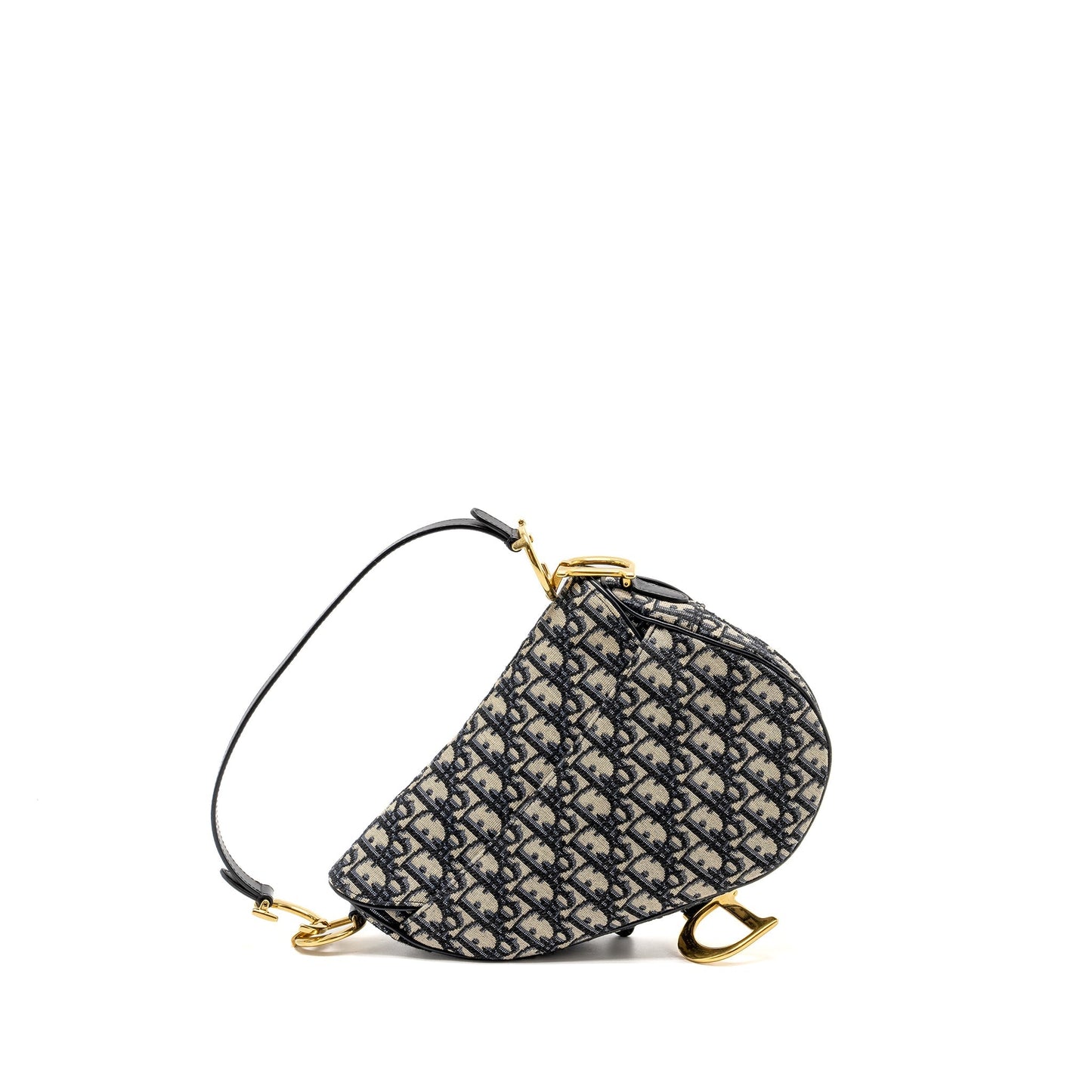 Luxury Dior Medium Saddle Bag Blue Oblique Canvas GHW