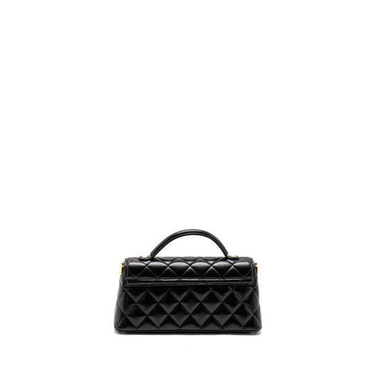 Chanel 25p Top Handle Flap Bag Shiny Lambskin Black GHW(microchip)