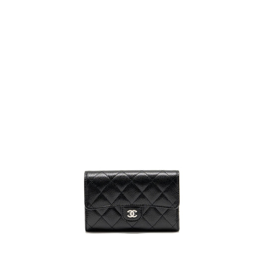 Chanel Classic Flap Wallet Caviar Black SHW (Microchip)