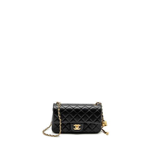 Chanel Pearl Crush Mini Rectangular Lambskin Black Brushed GHW (Microchip)