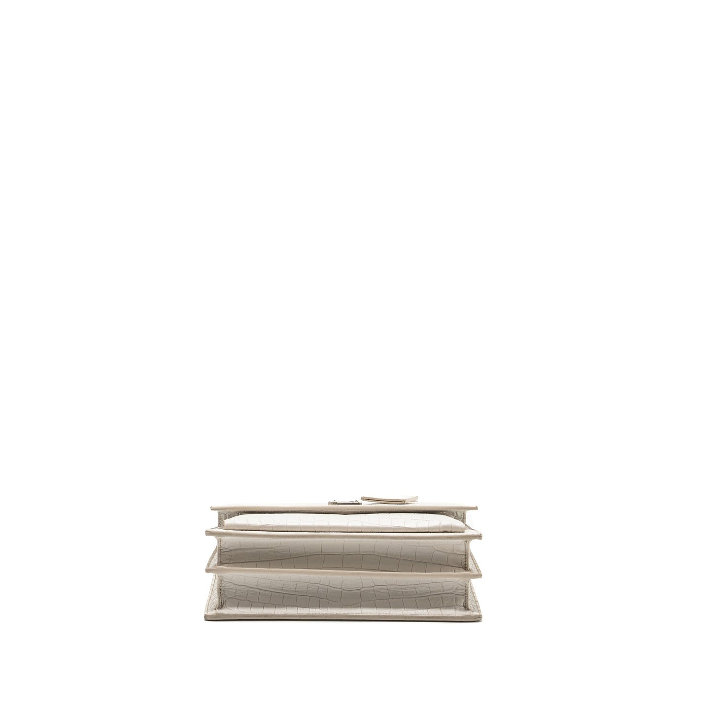 Saint Laurent/YSL Sunset Bag Crocodile embossed White SHW