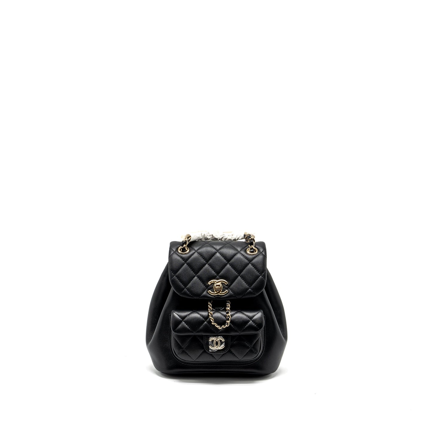 Chanel 24P Mini Duma Backpack Calfskin Black LGHW (Microchip)