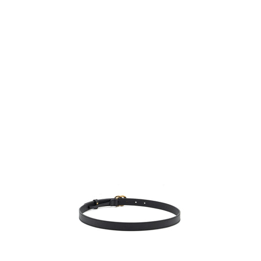 Gucci Size 80 Leather Belt Double G Buckle with Pearl Calfskin Black Brushed GHW