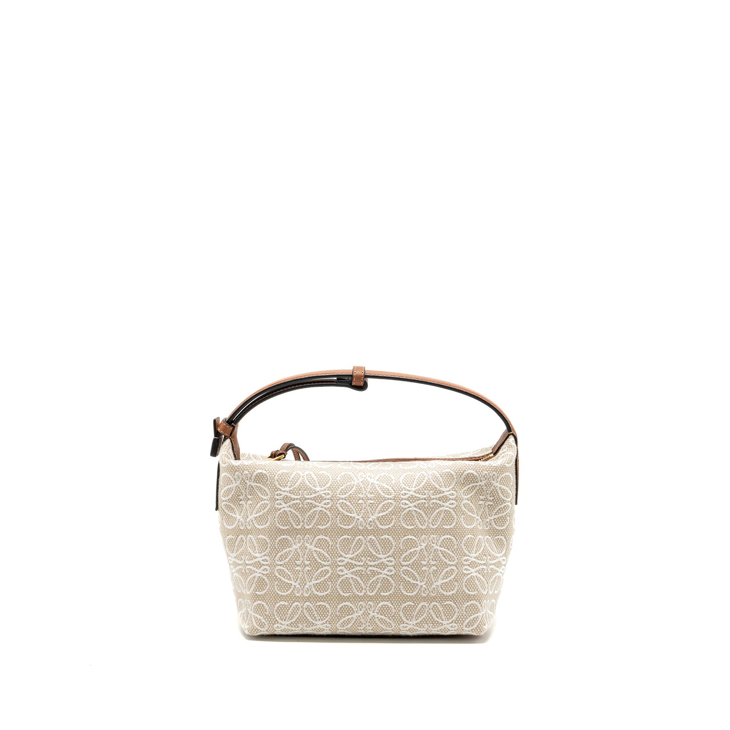 Loewe Small Cubi bag anagram jacquard canvas / calfskin beige / tan GHW