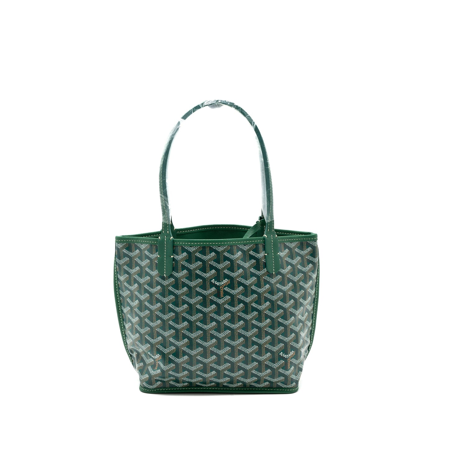 Goyard mini Anjou tote bag canvas / calfskin green SHW