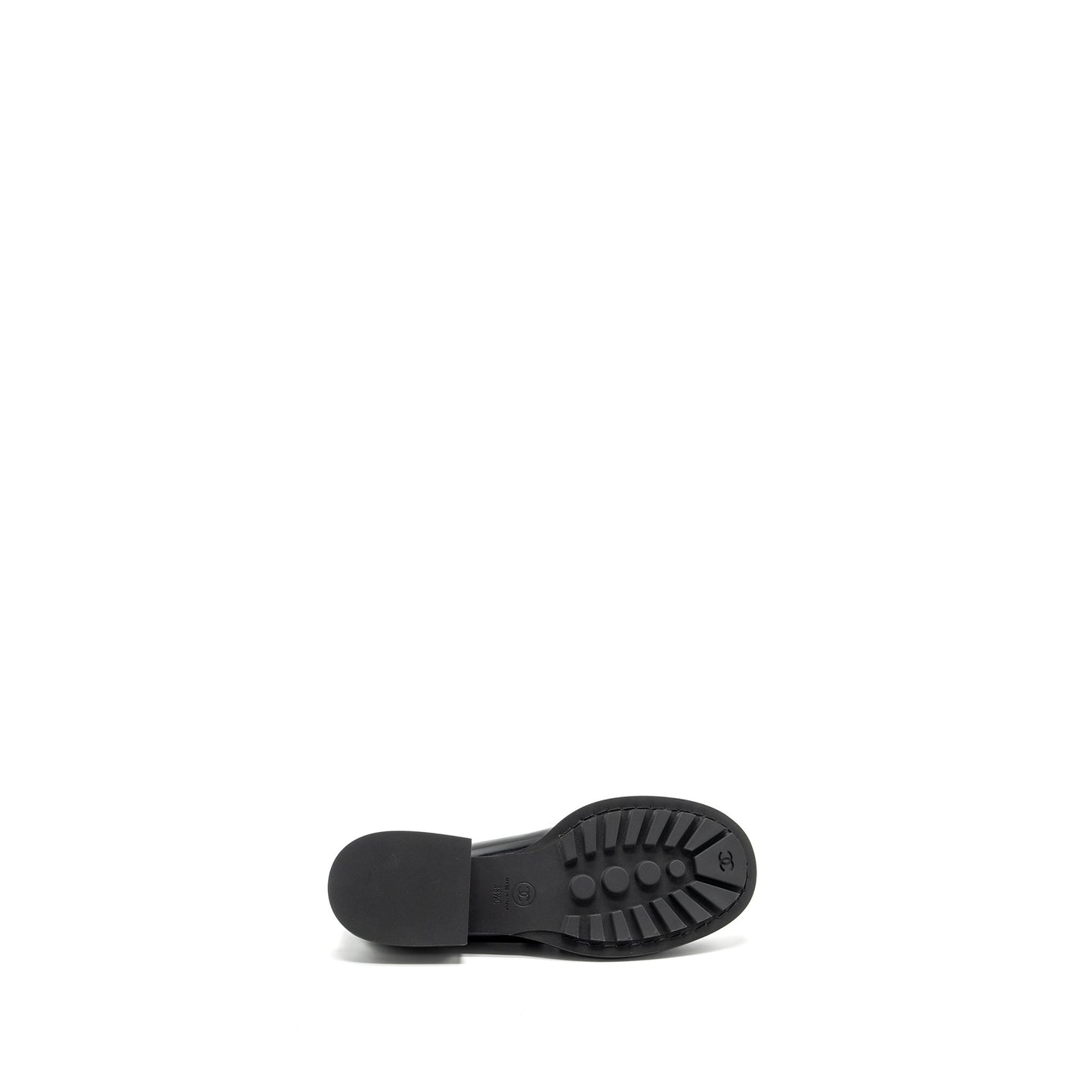 Chanel Size 38.5 CC Logo With Pearl Loafer Patent Black GHW