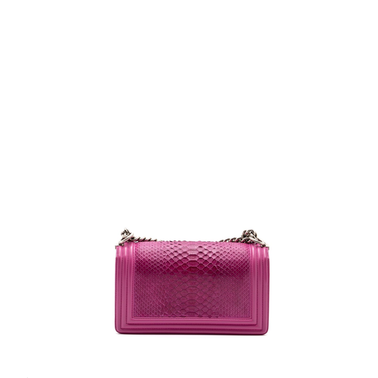 Chanel Medium Boy Bag Python Pink Brushed SHW