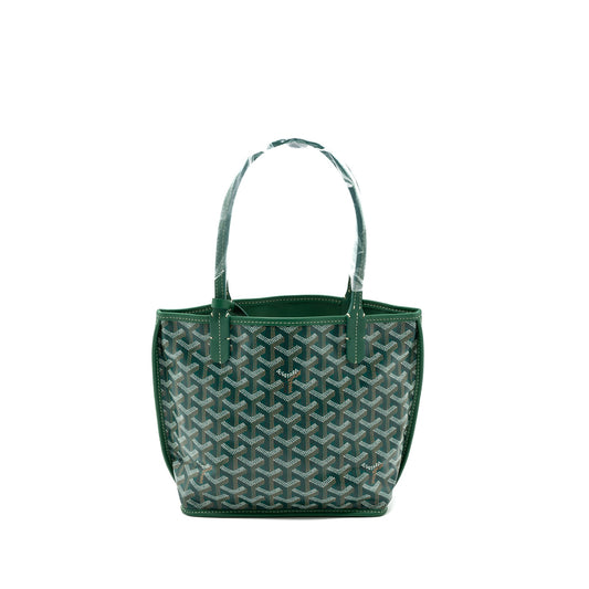 Goyard mini Anjou tote bag canvas / calfskin green SHW