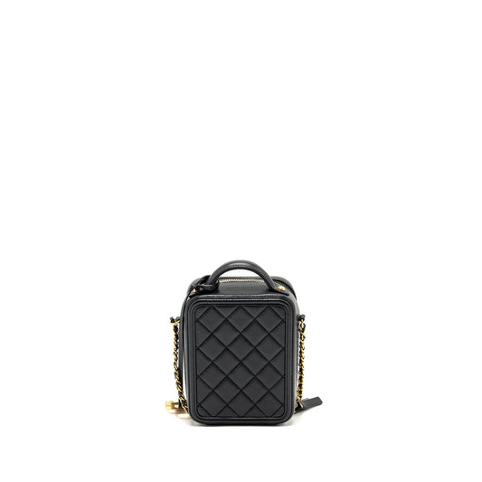 Chanel Filigree Vertical Vanity Case Caviar Black GHW