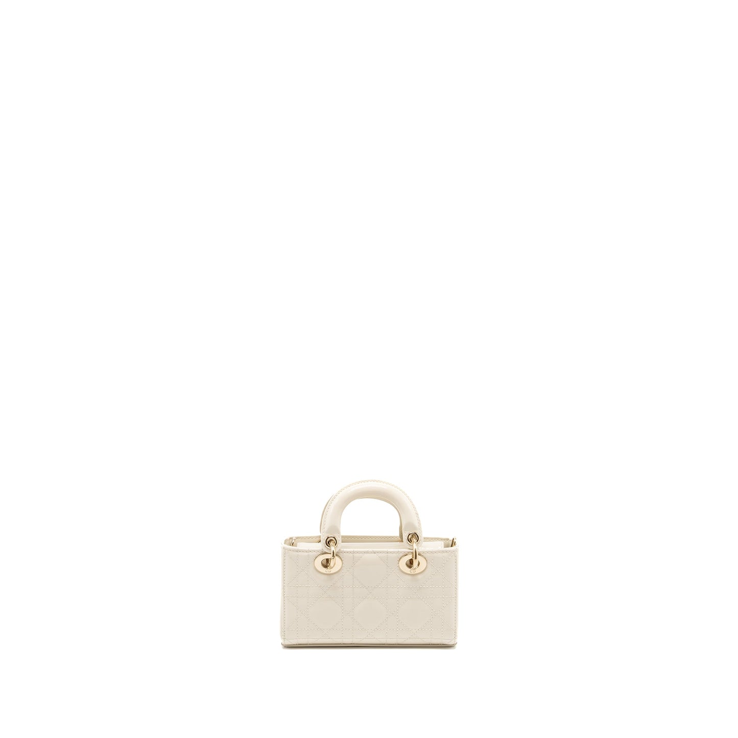Dior Lady D-Joy Micro Bag Patent Creamy White LGHW