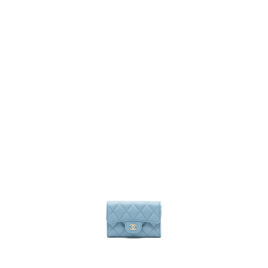 Chanel Classic Flap Card Holder Caviar Blue LGHW