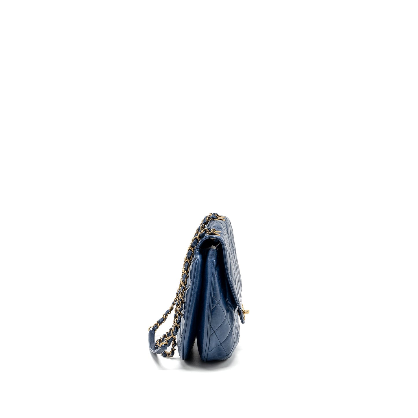 Chanel Quilted large flap bag calfskin blue GHW