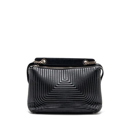 Fendi doctom chain shoulder bag leather black SHW