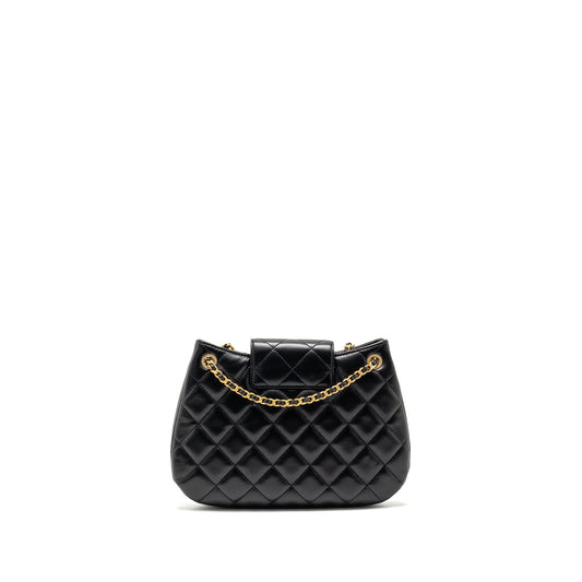 Chanel 24C Quilted Small Messenger Bag Black Lambskin GHW (Microchip)