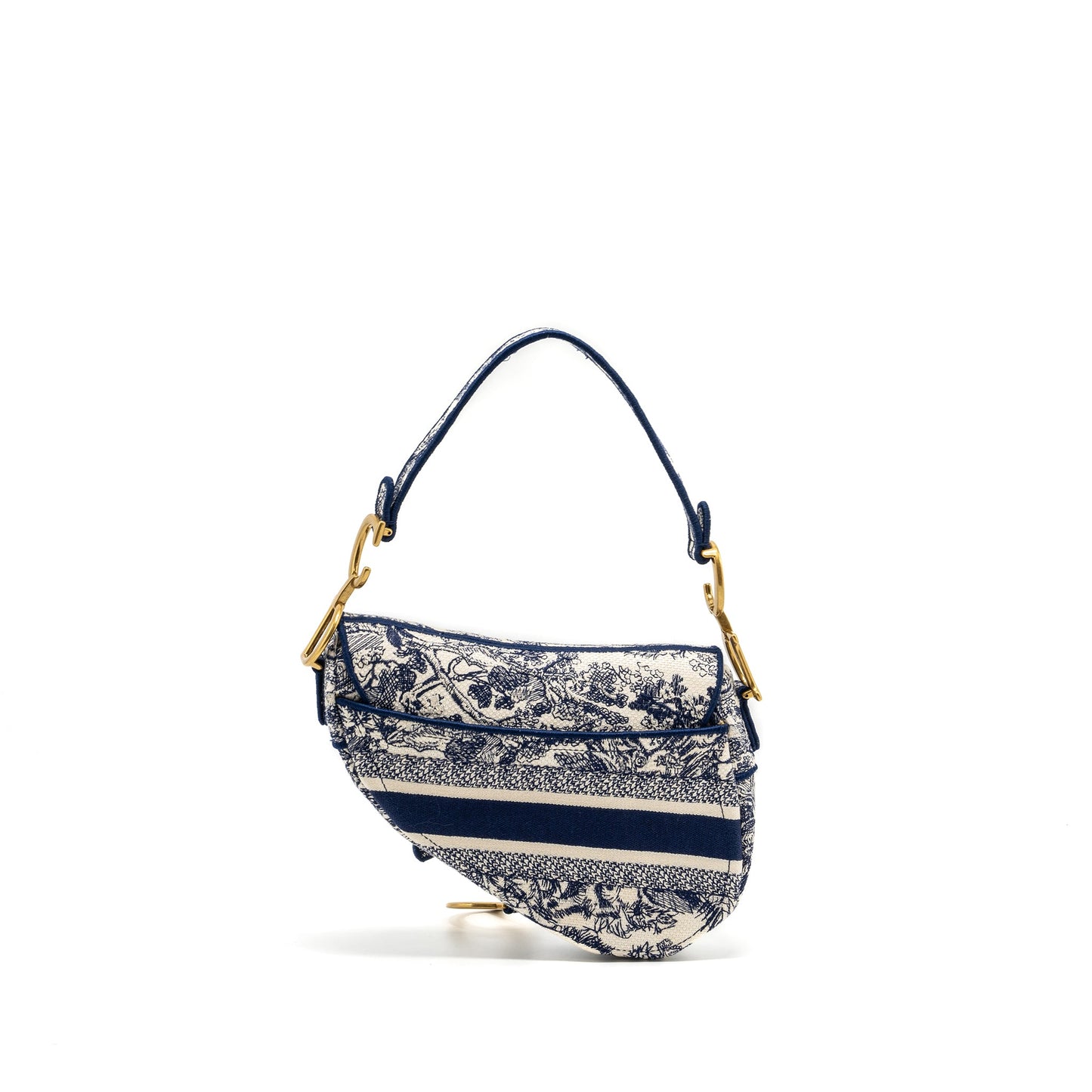 Dior Medium Saddle Bag Toile De Jouy Blue GHW