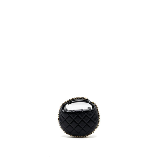 Chanel 23C round Clutch lambskin black GHW (microchip)