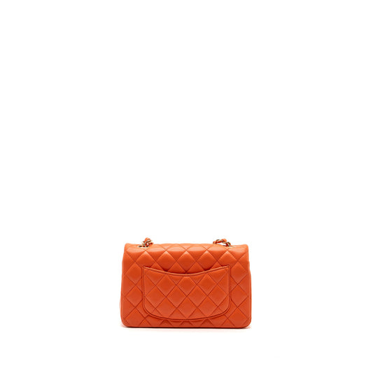 Chanel Mini Rectangular Flap Bag Lambskin Orange SHW