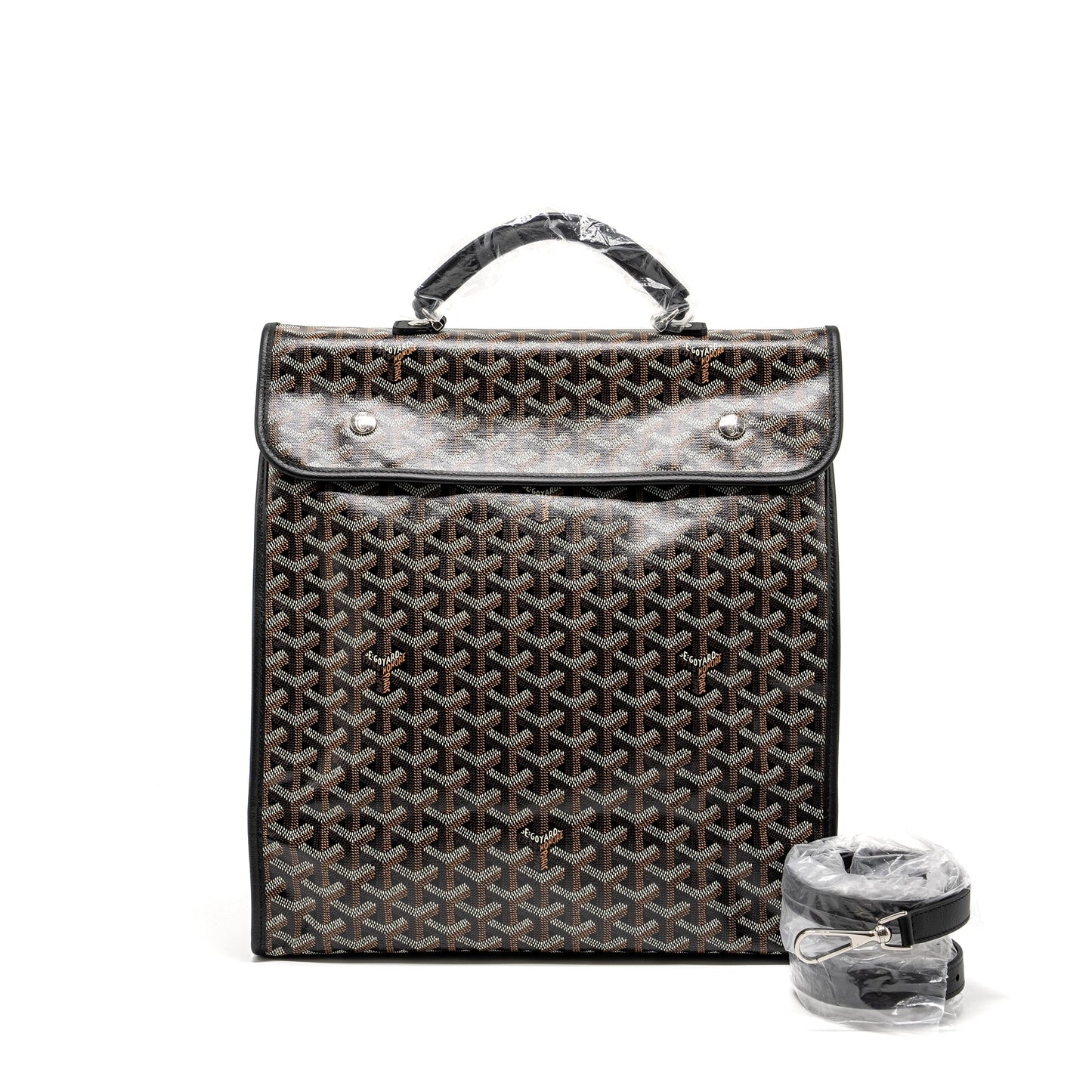 Goyard Saint Leger Backpack Goyardline Canvas Black SHW
