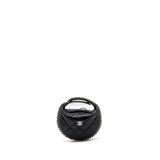 Chanel 23C round Clutch lambskin black GHW (microchip)