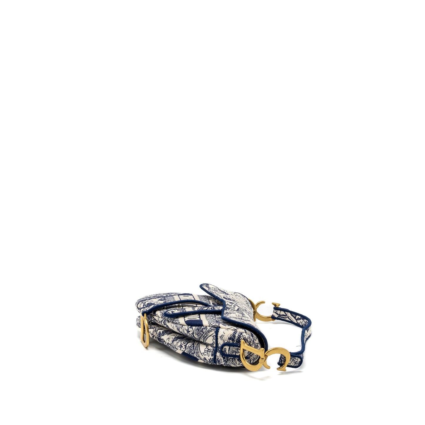 Dior Medium Saddle Bag Toile De Jouy Blue GHW
