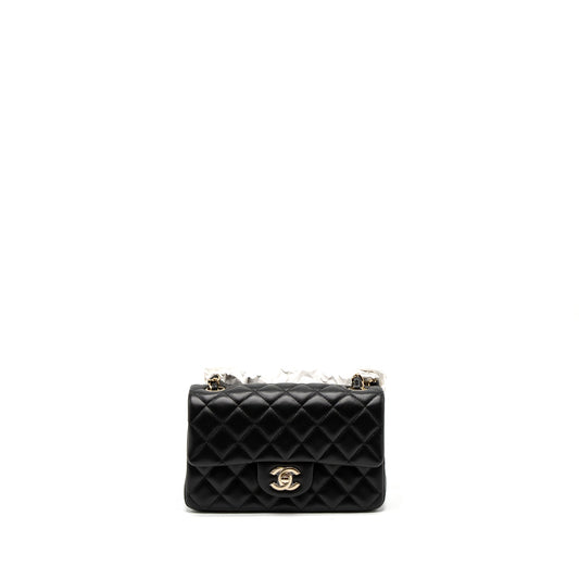Chanel Mini Rectangular Flap Bag Lambskin Black LGHW (Microchip)