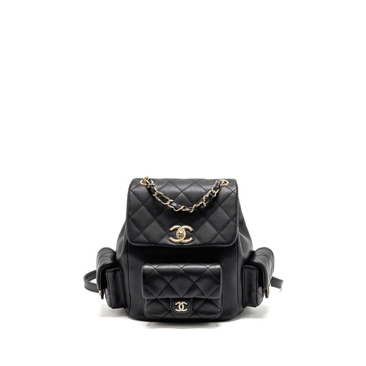 Chanel Triple Pocket Backpack Caviar Black LGHW (microchip)