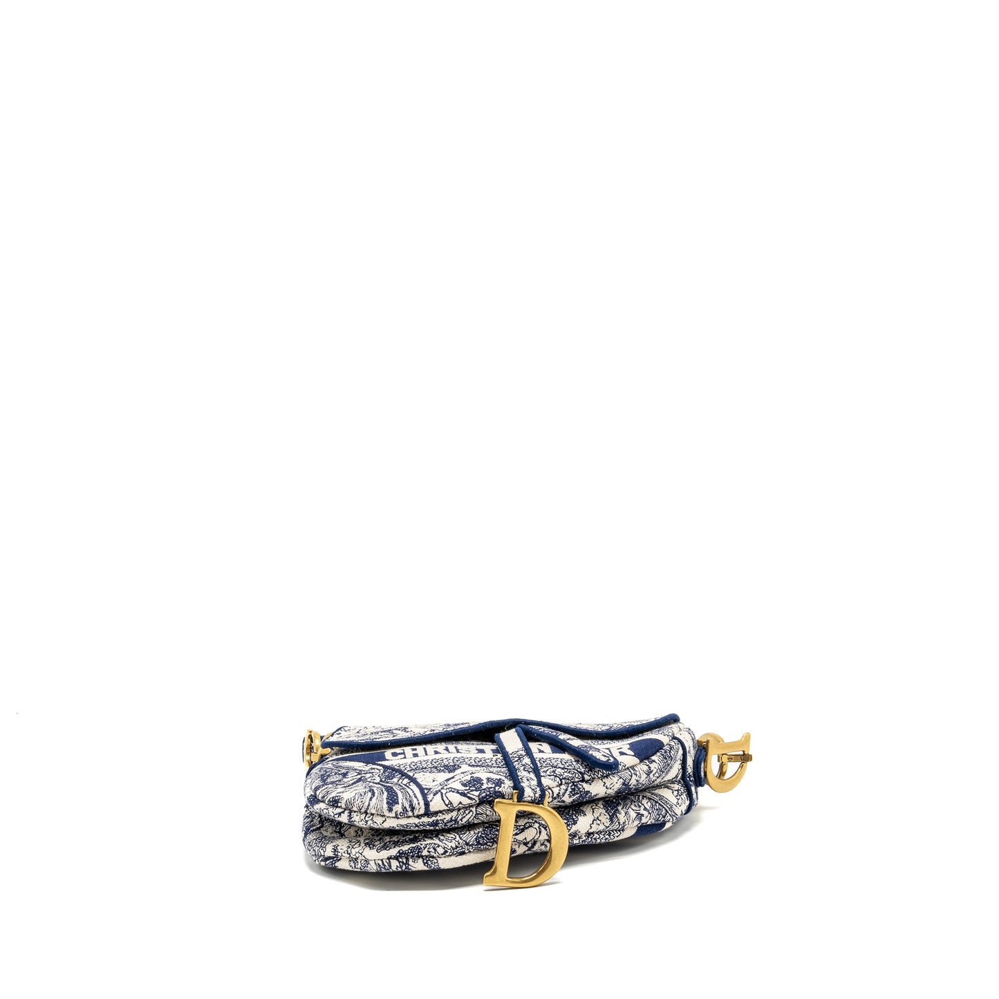Dior Medium Saddle Bag Toile De Jouy Blue GHW