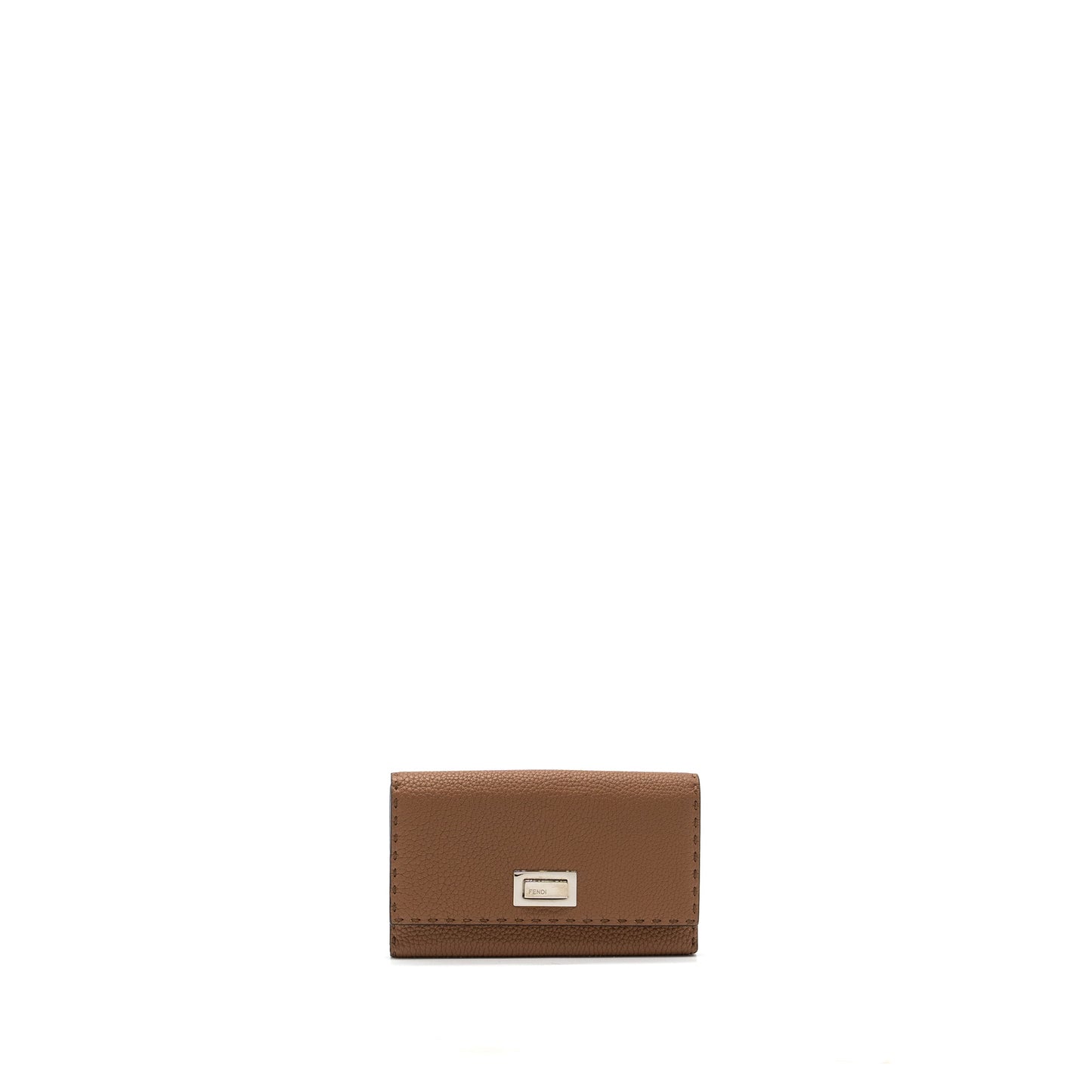 Fendi Peekaboo Continental Wallet With Topstitching Leather Brown SHW