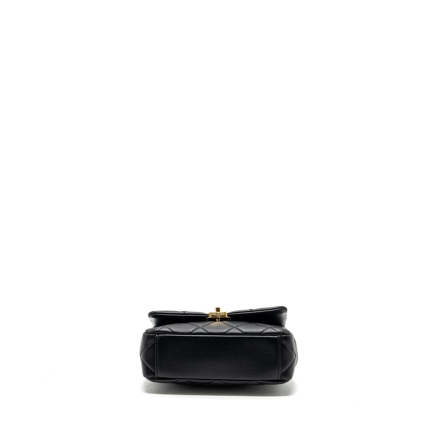 Chanel Logo Chain Handle Flap Bag Lambskin Black GHW(Microchip)